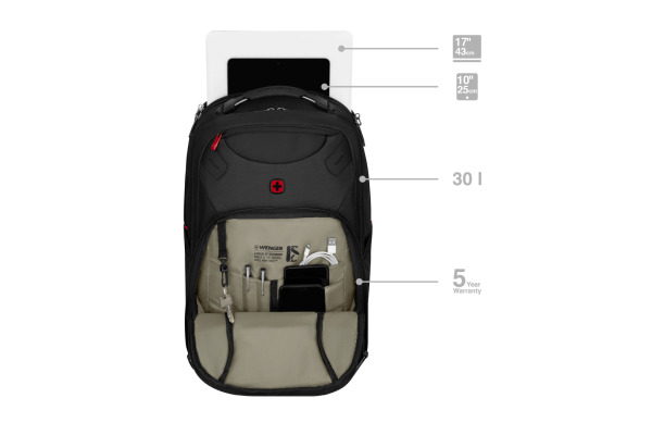 WENGER Laptop Backpack Cosmic Black 653187 17 inch with Tablet Pocket