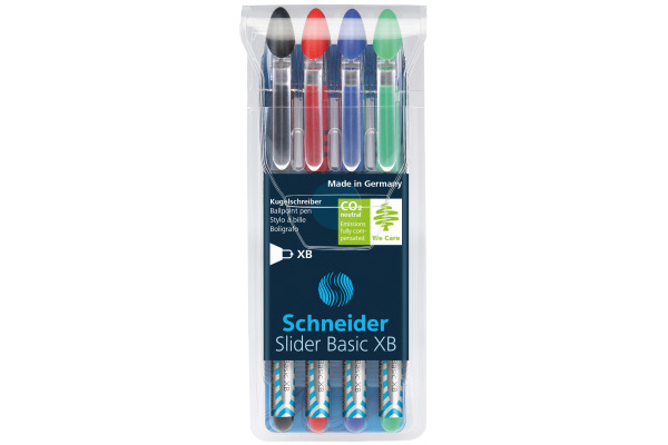 SCHNEIDER Kugelschreiber Slider XB 151294 assortiert, Etui 4 Stück
