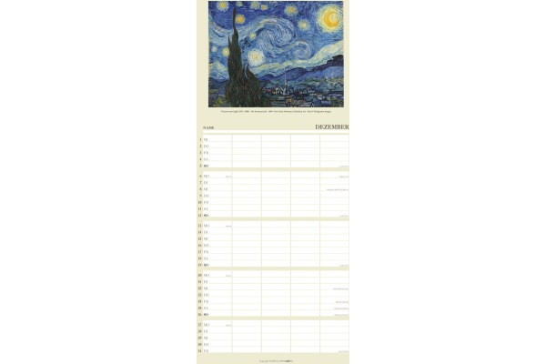 WEINGARTE Familienplaner 2027 331227227 Kunst 22x48cm