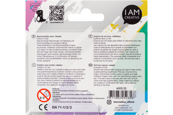 I AM CREA Wachsmalstifte 4005.55 Metallic 6 Stück