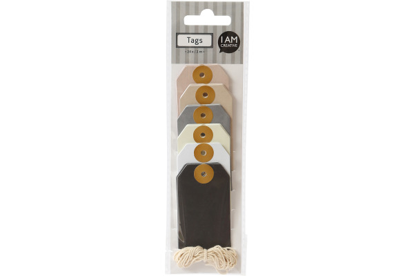 I AM CREA Geschenkanhänger 4088.9 Tags, naturtöne, 24 Stück