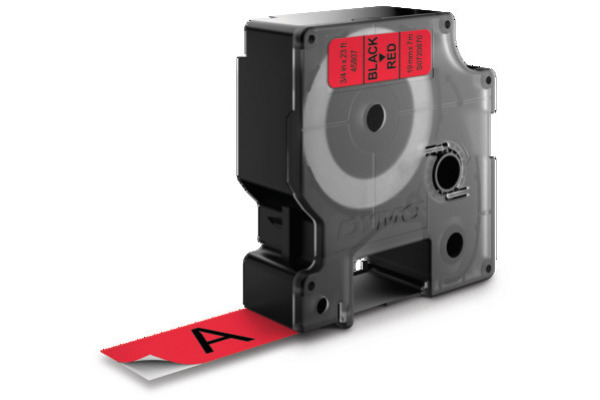 DYMO Schriftband D1 schwarz/rot S0720870 Polyester, ablösbar 19mm/7m