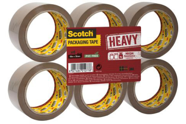 SCOTCH Verpackungsband 50mmx66m HV.5066.F Heavy, Braun 6 Rollen