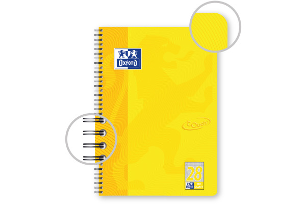 OXFORD Collegeblock Touch A4+ 400086495 gelb, kariert 5mm 80 Blatt