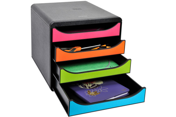 BIELLA Schubladenbox BigBox A4+ 31049802 schwarz/Harlekin 4 Schubl.