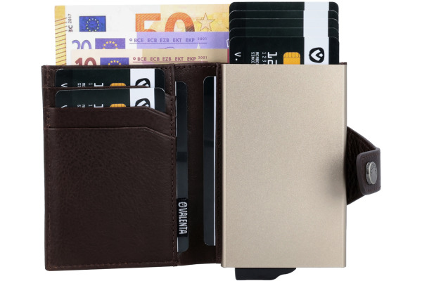 VALENTA Card Case Plus Wallet Luxe 589512 Chocolate