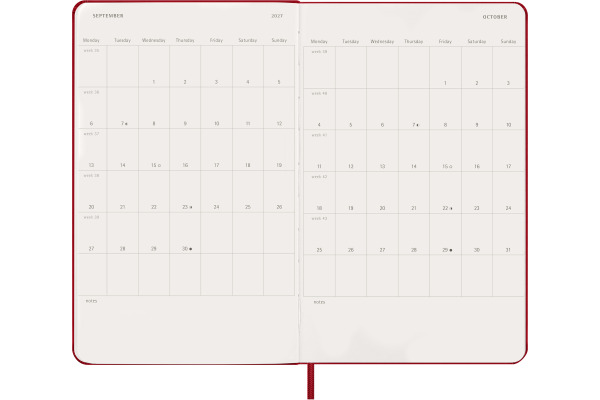 MOLESKINE Agenda Classic Large 2027 DHF212DC3 1T/1S scharlachrot HC 13x21cm