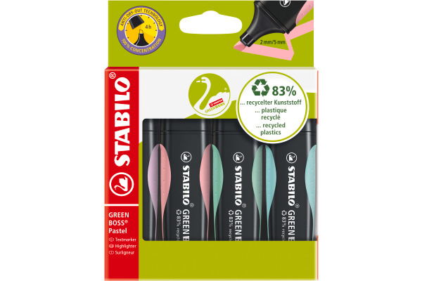 STABILO BOSS Textmarker Green 2-5mm 6070/4-2 Pastel 4 Stück