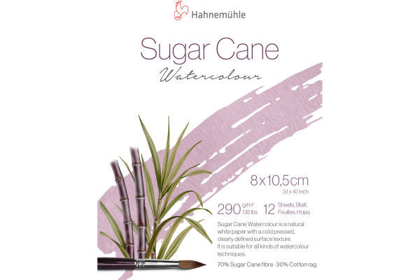 HAHNEMÜHL Aquarellbl. SugarCane 8x10.5cm 10625420 weiss, 290g 12 Blatt