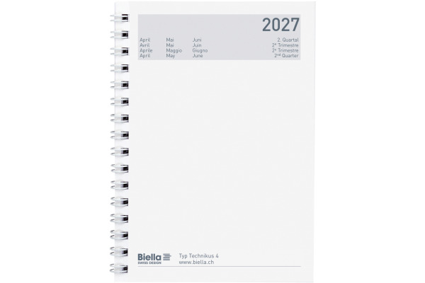 BIELLA Agenda Technikus 4 Wire-O 2027 834141020 1T/1S schwarz ML 10.1x14.2cm