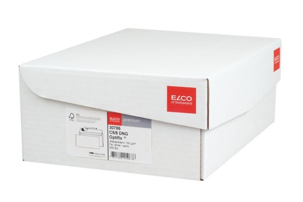 ELCO Couvert Premium o.Fenster C5/6 30786 100g hochweiss,Kleber 500 Stk.
