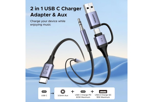 UGREEN Audio Adapter 2-in-1 45009 2xUSB-C, USB-A, 3.5mm