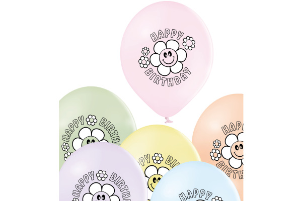 I AM CREA Ballons Happy Birthday 27cm 1000-1070 pastell 6 Stück