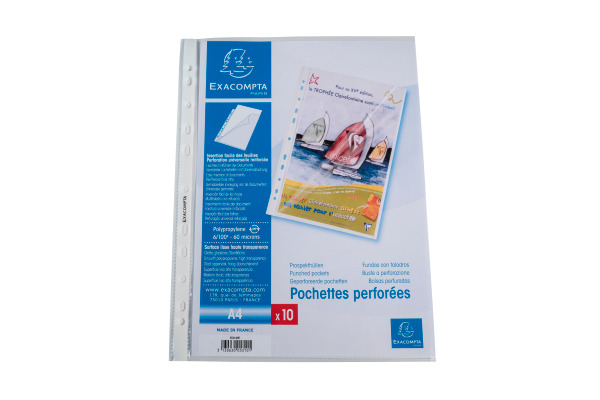 EXACOMPTA Zeigetaschen PP 60my A4 5800E transparent genarbt 100 Stück