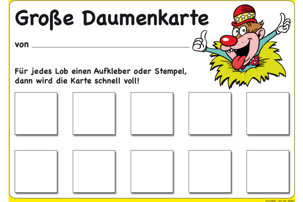 TIME TEX Grosse Daumenkarte 62957 10 Feldern 25 Stück