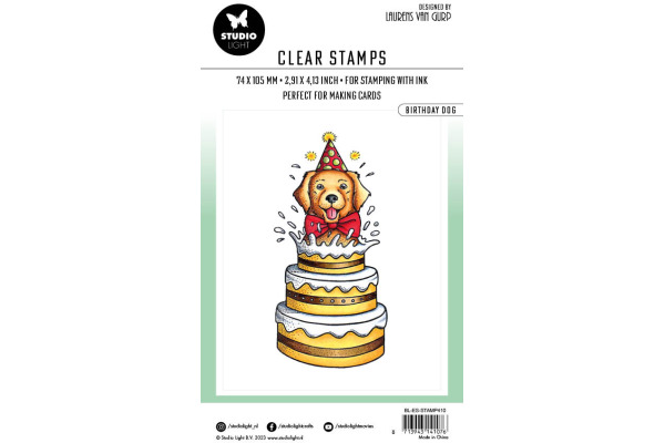 STUDIO LI Klarischtstempel Birthday Dog STAMP410 9.6x4.5x0.3cm