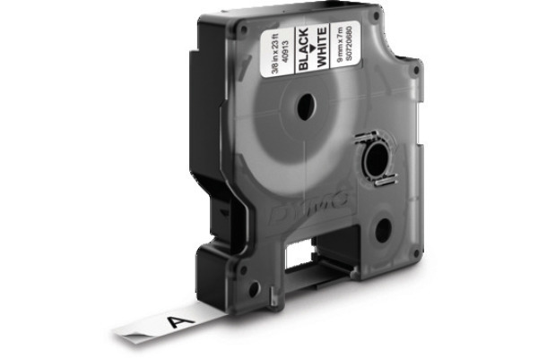 DYMO Schriftband D1 schwarz/weiss S0720680 Polyester, ablösbar 9mm/7m