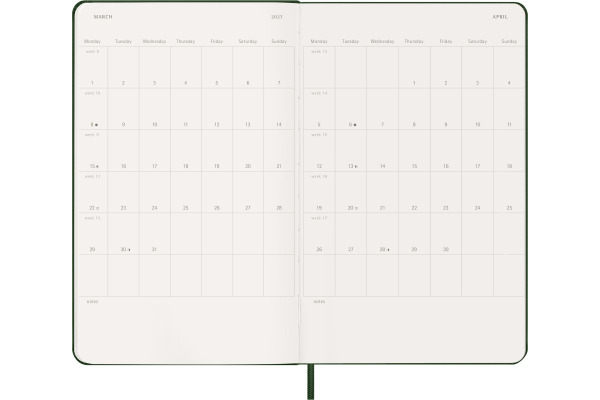 MOLESKINE Agenda Classic Large 2027 DHK1512WN 1W/1S myrtengrün HC 13x21cm