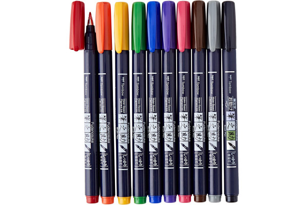 TOMBOW Kalligraphie Set WS-BH-10P Fudenosuke, 10 Farben