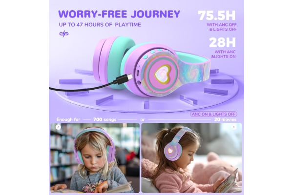 ICLEVER Active Noise Cancel Headph. C09-2301N BTH24, BT, 48h, purple