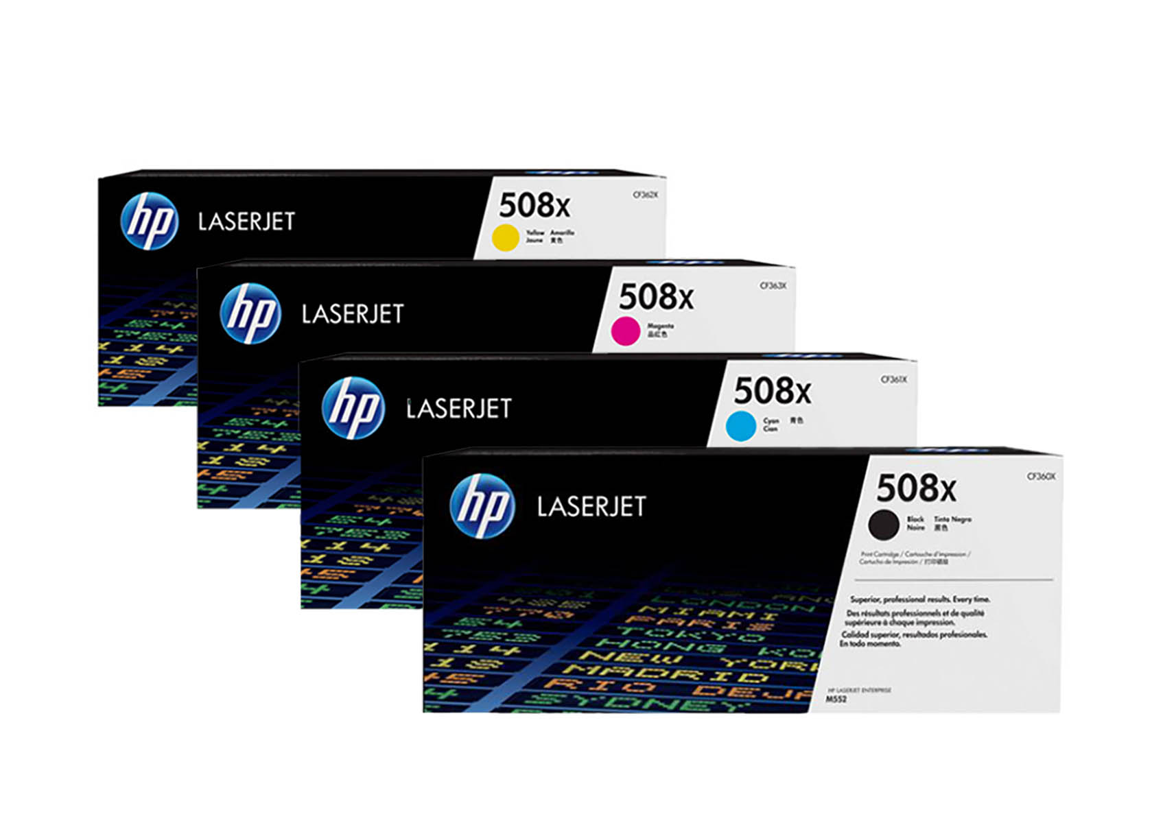 HP 508X-Multipack / Set mit allen vier Farben CF360X, CF361X, CF362X, CF363X im SET-PACK