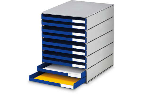 STYRO Schubladenbox styroval pro 14-8002 grau/blau 10 Fächer