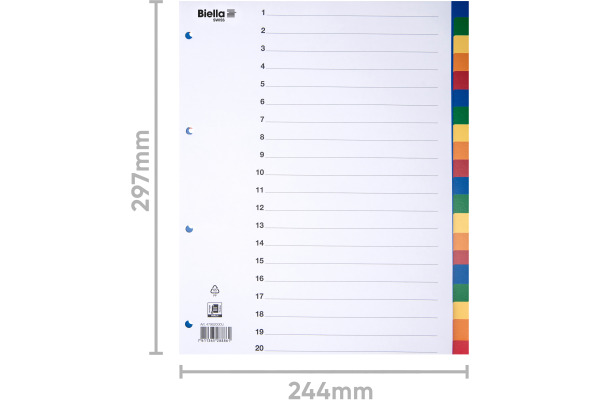 BIELLA Register PP A4+ 47902000U farbig 20-teilig