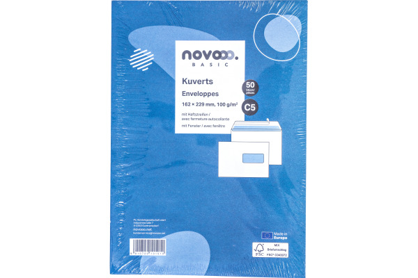 NOVOOO Couvert m/Fenster rechts C5 731515 100g, weiss 50 Stück