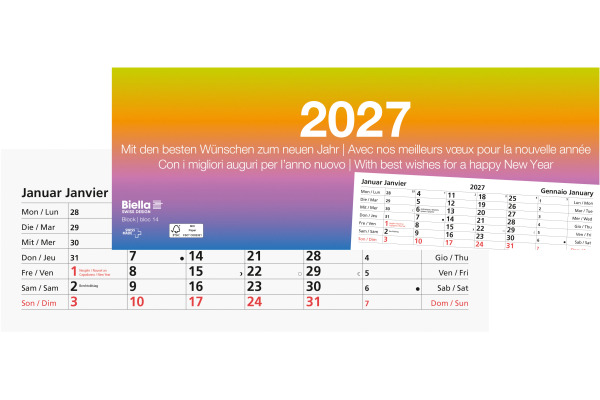 BIELLA Abreissblock Nr.14 2027 889014000 1M/1S mehrfarbig ML 24x9cm