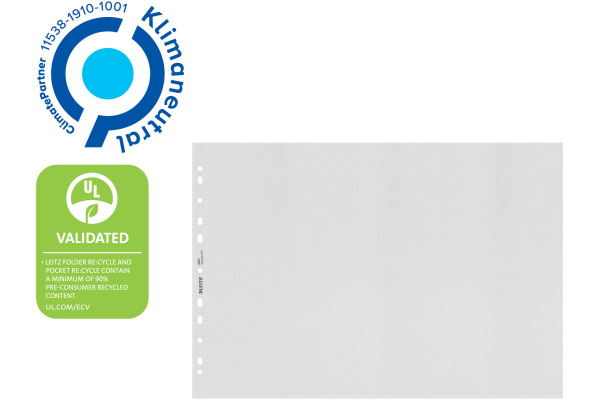LEITZ Zeigetaschen PP Recycle A3 40190003 transparent, 100my 25 Stück