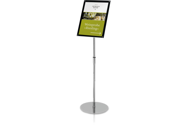 DEFLECTO Bodenständer Superior Image A3 790645 silber 34x128x30cm