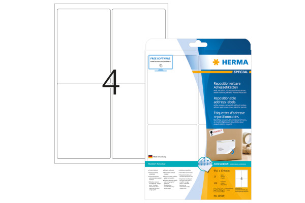 HERMA Etiketten 10019 10019 99.1x139mm abl. 25 Blatt