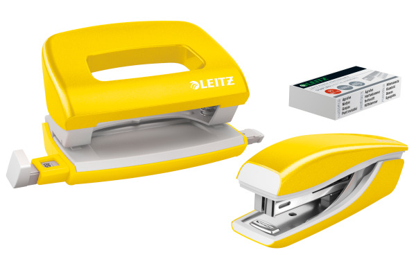 LEITZ Locher/Hefter NeXXt WOW 5561 55612016 gelb, Bundle 10 Blatt