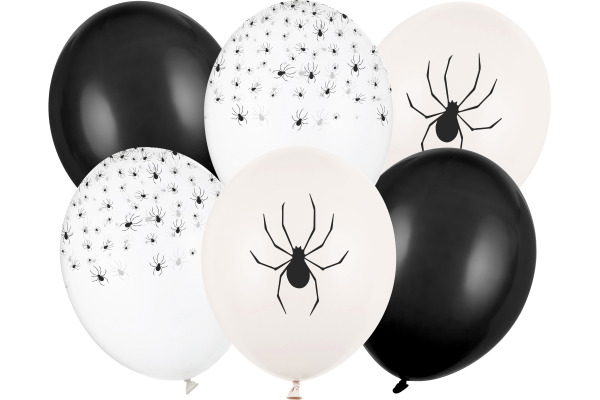 PARTYDECO Ballons 30cm SB14P3460 Spinnen 6 Stück