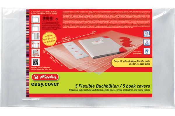 HERLITZ Buchhülle easy cover 50014750 5 Stück in Polybeutel Flexibel