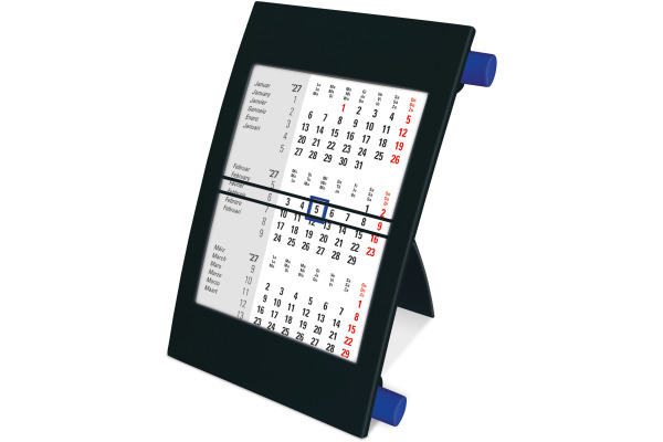 SIMPLEX 3-Monats-Tischkalender 2027/28 50013.27 3M/1S schwarz/blau 11x18cm