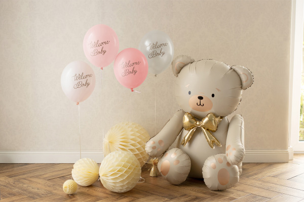 PARTYDECO Ballons 30cm SB14P-342 Welcome Baby, rosa 6 Stück