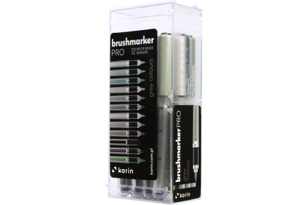 KARIN Brush Marker PRO 27C6 Grey colours 12 Stück