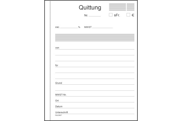 FAVORIT Quittungen D A6 9096 OK blau/weiss 50x2 Blatt