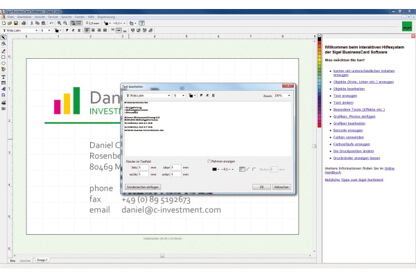 SIGEL CardDesigner plus CD SW670 Software DE 200 Karten