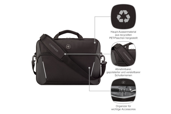WENGER Laptop Briefcase 16inch 653299 XE Compact Brief Black
