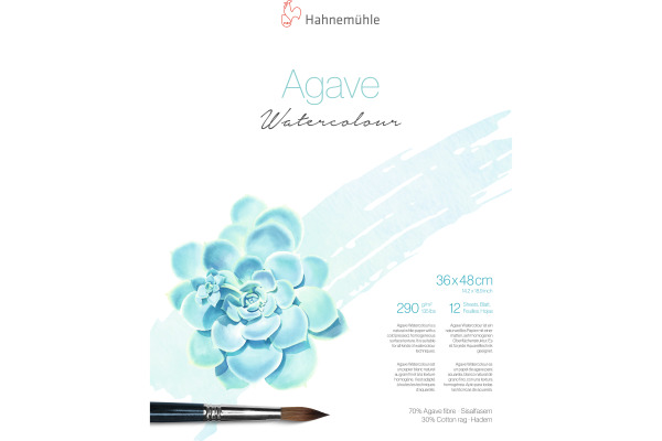 HAHNEMÜHL Aquarellblock Agave 36x48cm 10625403 weiss, 290g 12 Blatt