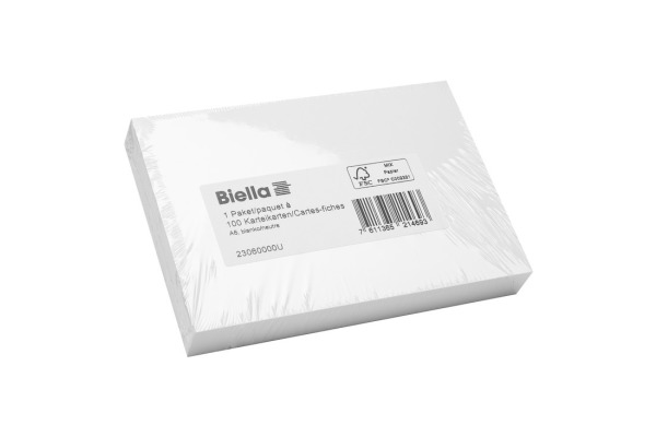 BIELLA Karteikarten blanko A6 23060000U weiss 100 Stück