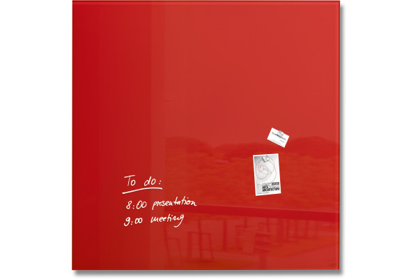 SIGEL Glas-Magnetboard GL202 rot 1000x1000x15mm
