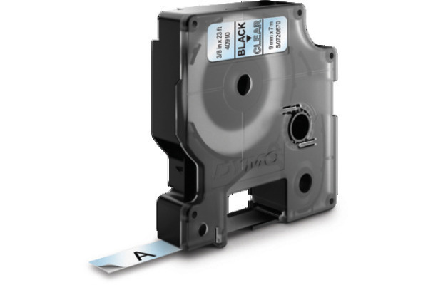 DYMO Schriftband D1 schwarz/transp. S0720670 Polyester, ablösbar 9mm/7m