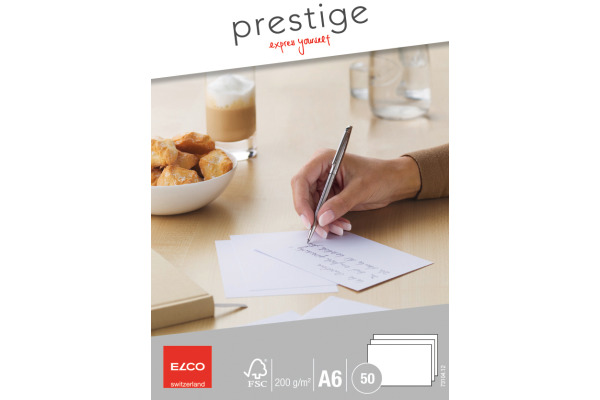 ELCO Schreibkarten Prestige A6 73104.12 200gm2,weiss,satiniert 50 Stk.