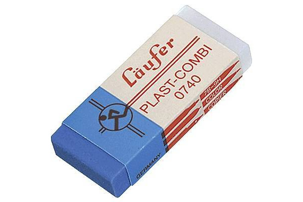 LÄUFER Plast-Combi Radierer 46x20x9mm 07400 mit Kartonmanschette