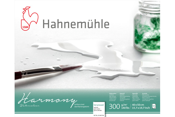 HAHNEMÜHL Aquarellblock Harmony 40x50cm 10628766 weiss satiniert, 300g 12 Blatt