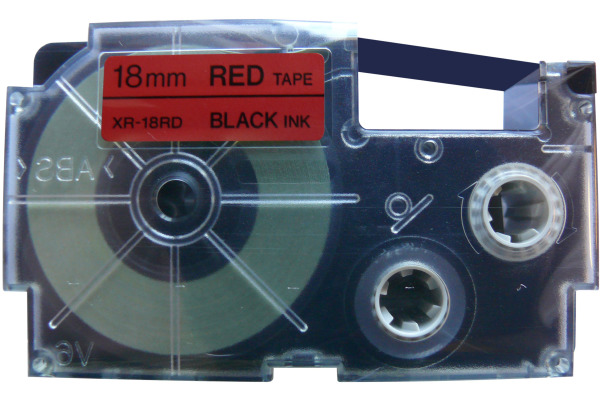 CASIO Beschriftungsband XR-18RD 18mm/8m schwarz/rot