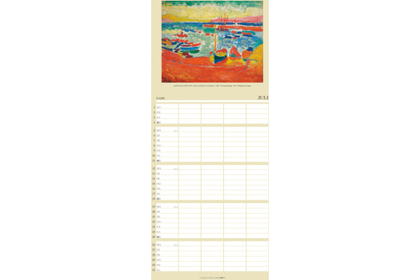 WEINGARTE Familienplaner 2027 331227227 Kunst 22x48cm